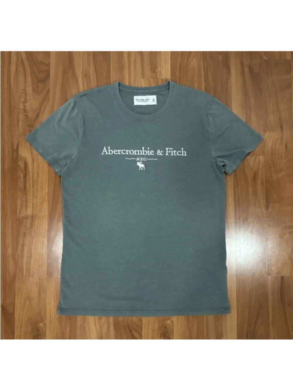 Abercrombie & Fitch Men's Slate Gray Logo Crew Tee